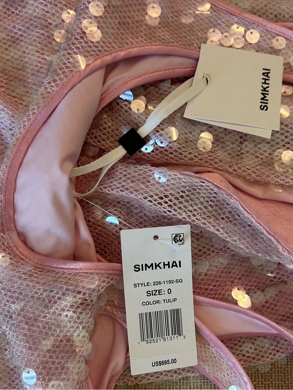 NWT Simkhai Bex Tank Maxi Dress Gown Tulip Pink Sz0 Sequin Gown Cocktail Party - Picture 5 of 7